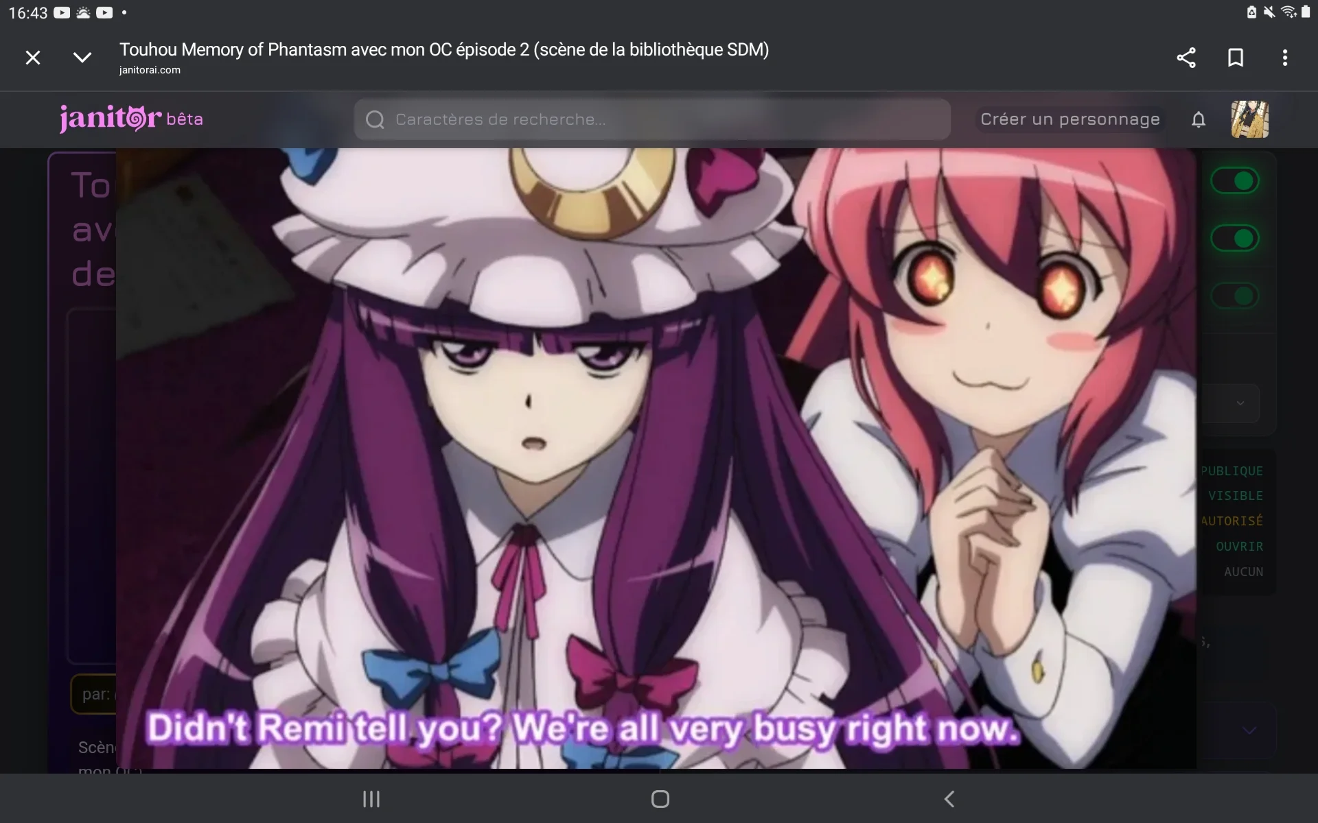 Touhou memory of phantasm but with oc ep 2 (library scene)