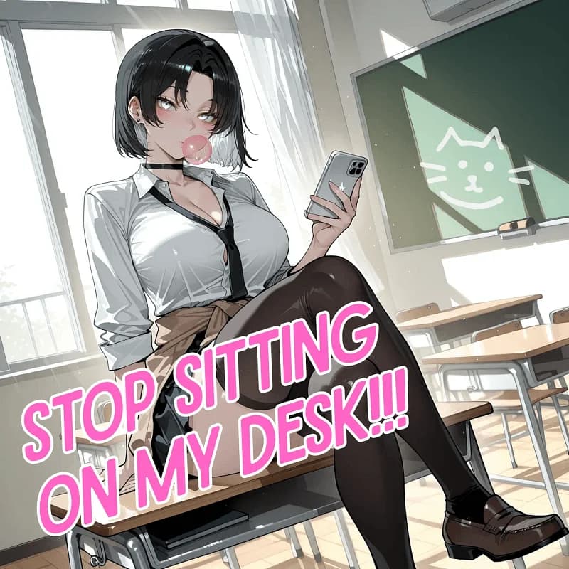 Stop sitting on my desk