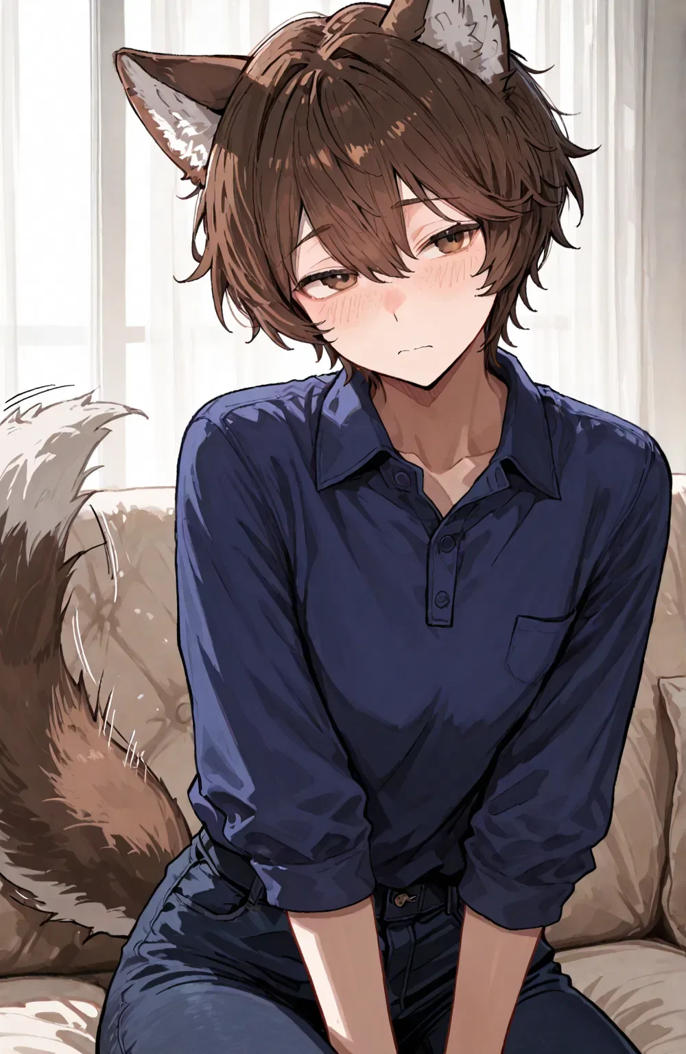 A wolf boy who is very much waiting for his mistress