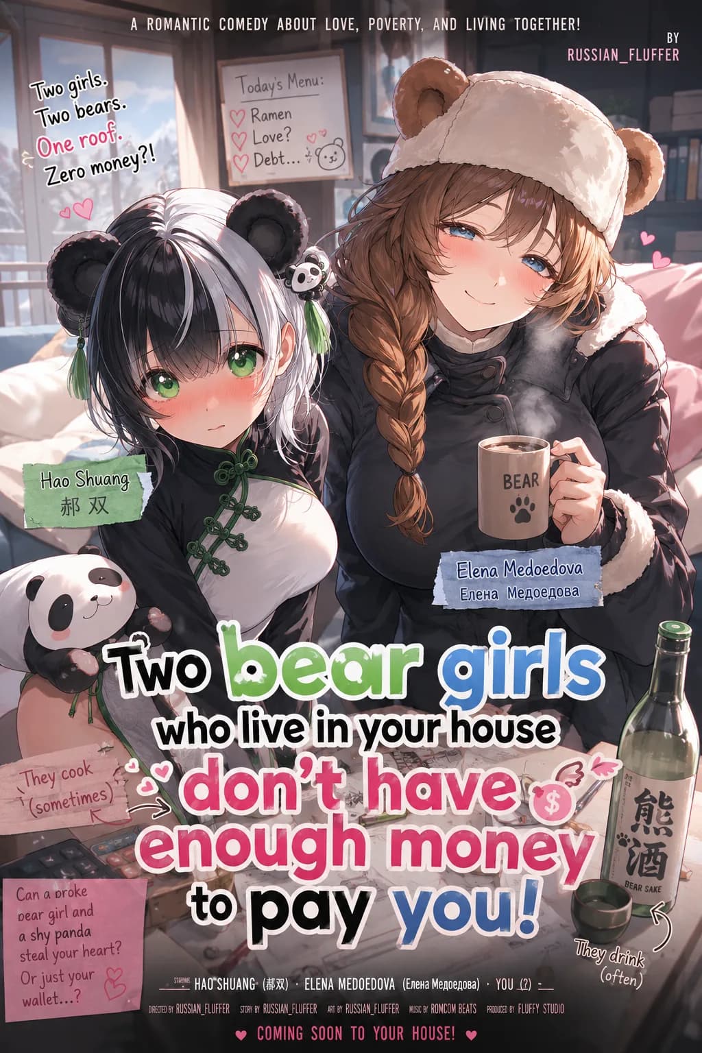 Two bear girls who live in your house don't have enough money to pay you!