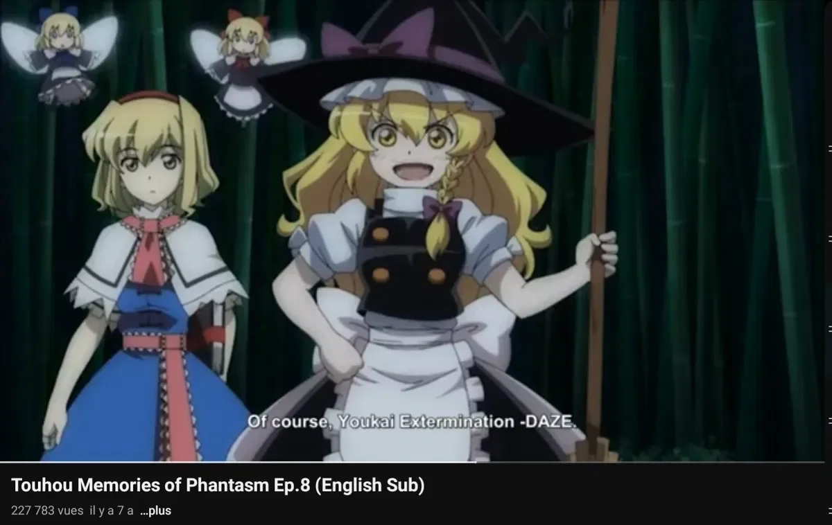 Touhou memory of phantasm Imperishable Night ep 8 (reimu vs marisa scene)đ«